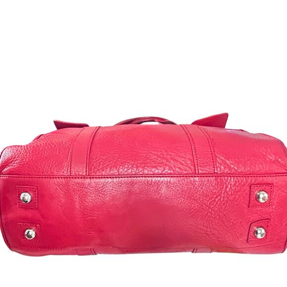Bayswater Inspired Leather Tote Satchel Red Silver Toned Hardware READ - Picture 3 of 16